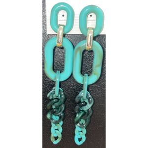 Turquoise ✨Dangle Earrings Brown Green Marbled 2 Pair Post Resin